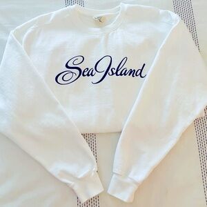 Sea Island Adult Crewneck Sweatshirt in White/Navy Size L